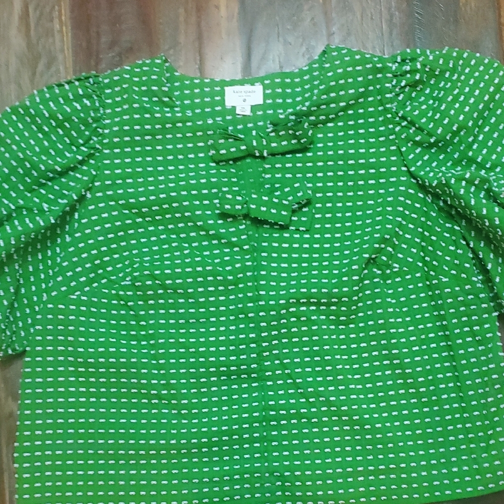 kate spade X Target Bright Green Bow-Accent Womens Top